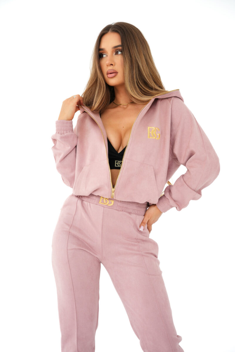 Dres damski dwuczęściowy ze złotymi dodatkami BG NEW ESSENTIAL – róż