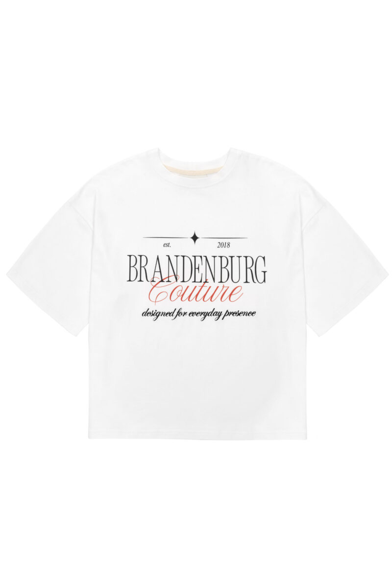 T-shirt damski oversize boxy fit z dużym nadrukiem BG NOLITA – biały