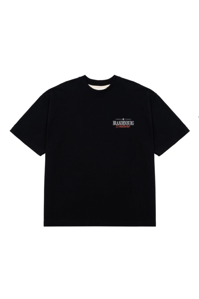 T-shirt męski oversize boxy fit z nadrukiem i haftem BG SOHO – czarny