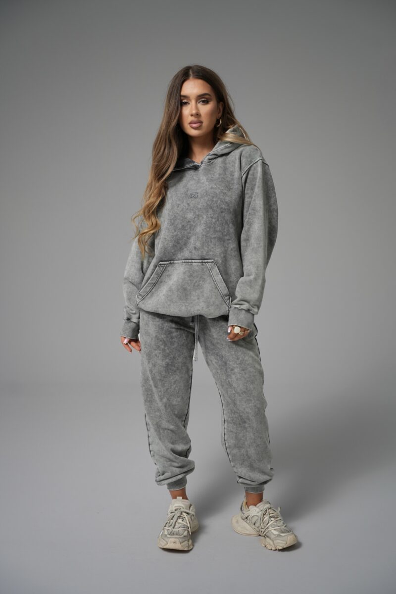 Bluza damska lekko oversize z podwójnym kapturem BG SIENNA – szary
