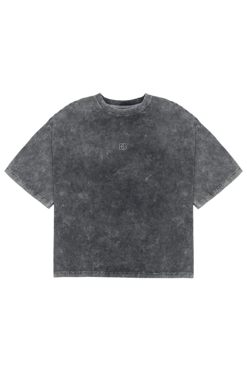 T-shirt damski oversize boxy fit z efektem sprania BG IVY – szary