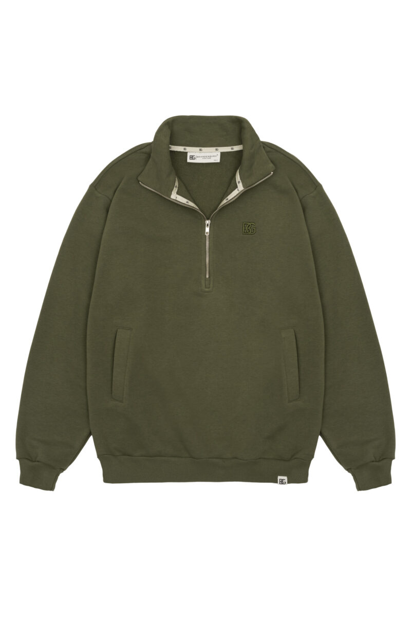 Bluza męska half-zip ze stójką BG SHIFT – oliwka