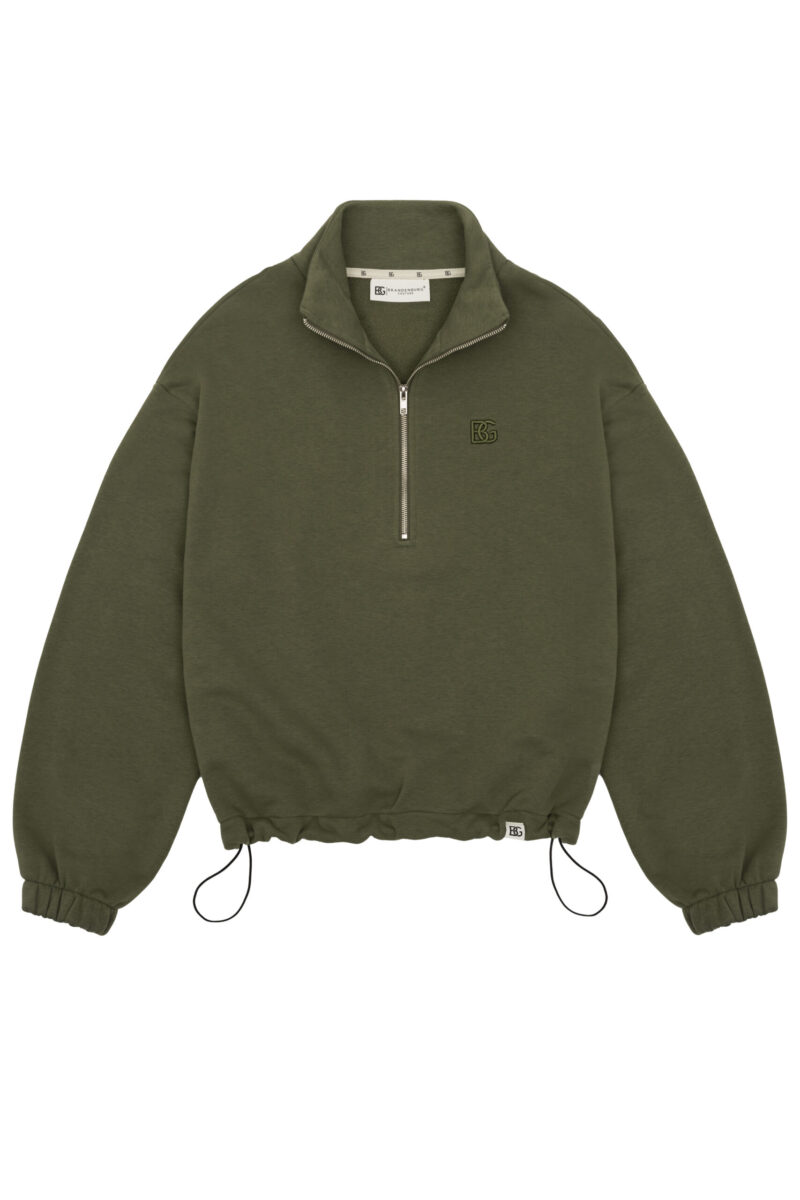 Bluza damska half-zip ze stójką BG PIVOT – oliwka