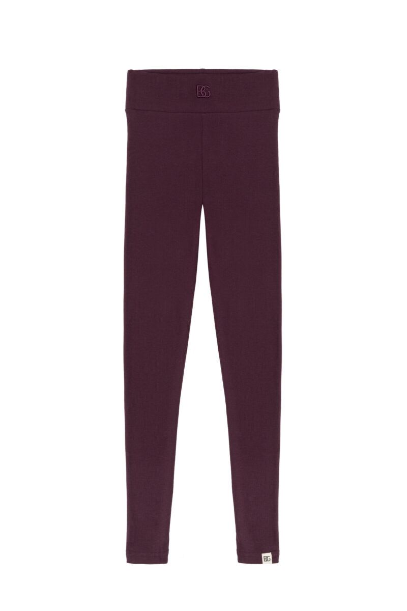 Legginsy damskie prążkowane z wysokim stanem BG SCULPT – bordo