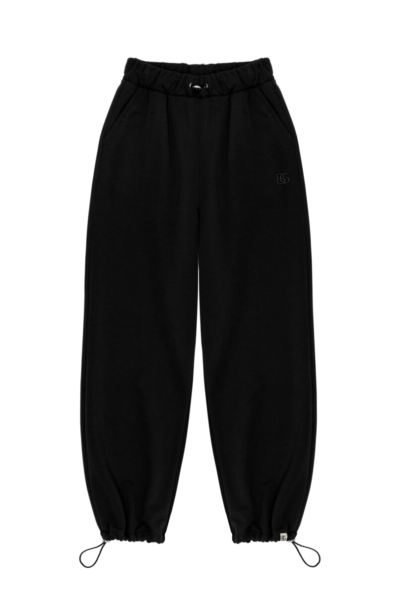 Spodnie dresowe damskie z gumosznurkami BG VOLUME – czarny