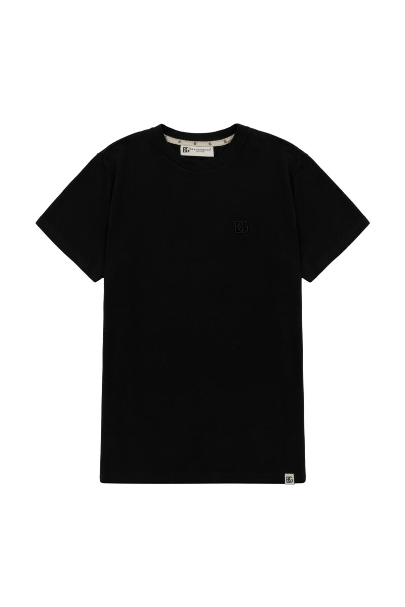 T-shirt męski slim fit z haftem 3D BG FORM – czarny