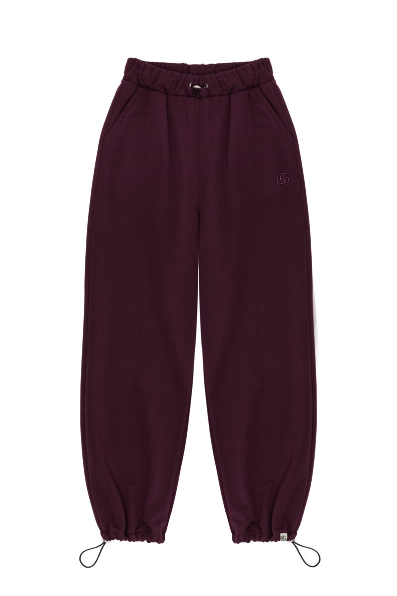 Spodnie dresowe damskie z gumosznurkami BG VOLUME – bordo