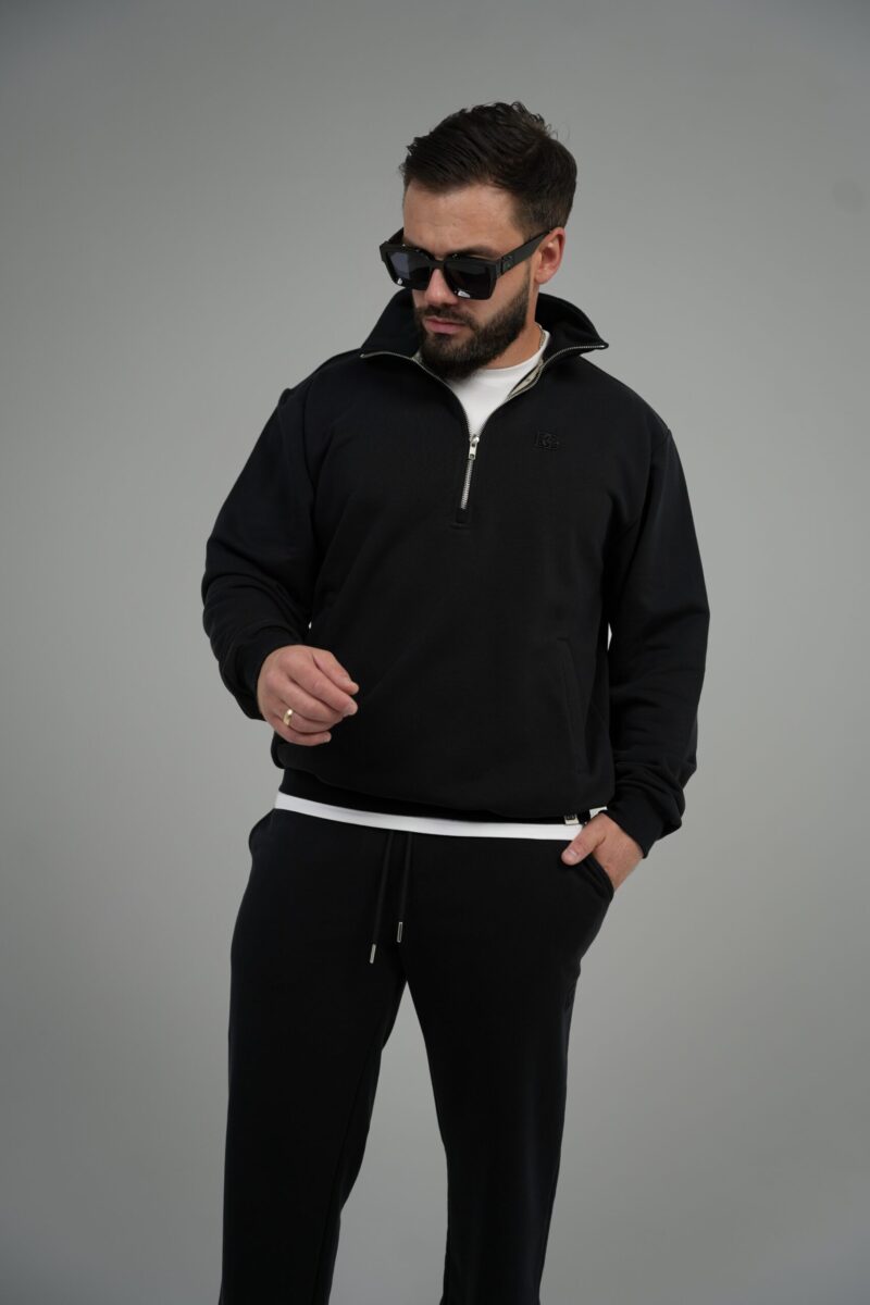 Bluza męska half-zip ze stójką BG SHIFT – czarny