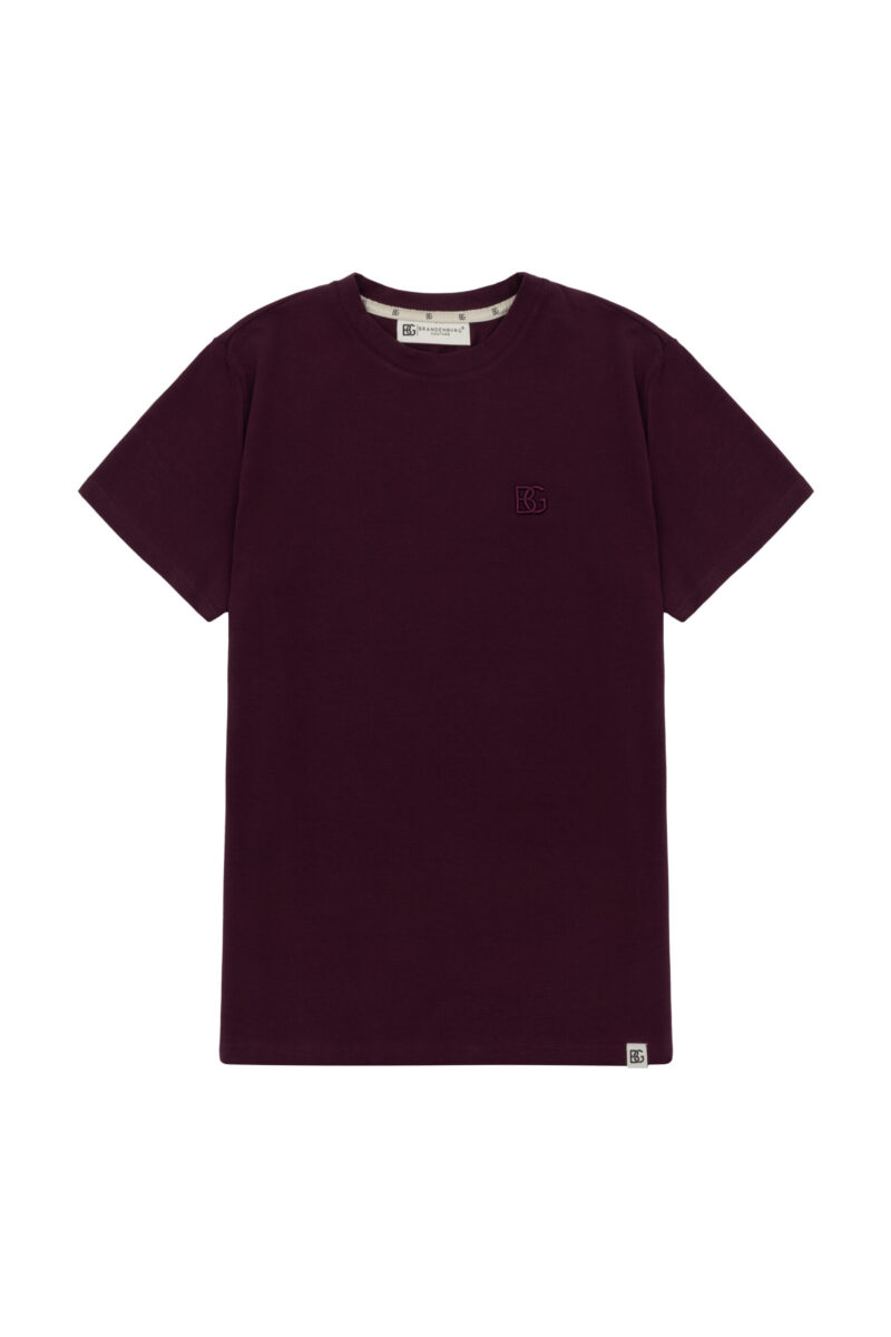 T-shirt męski slim fit z haftem 3D BG FORM – bordowy