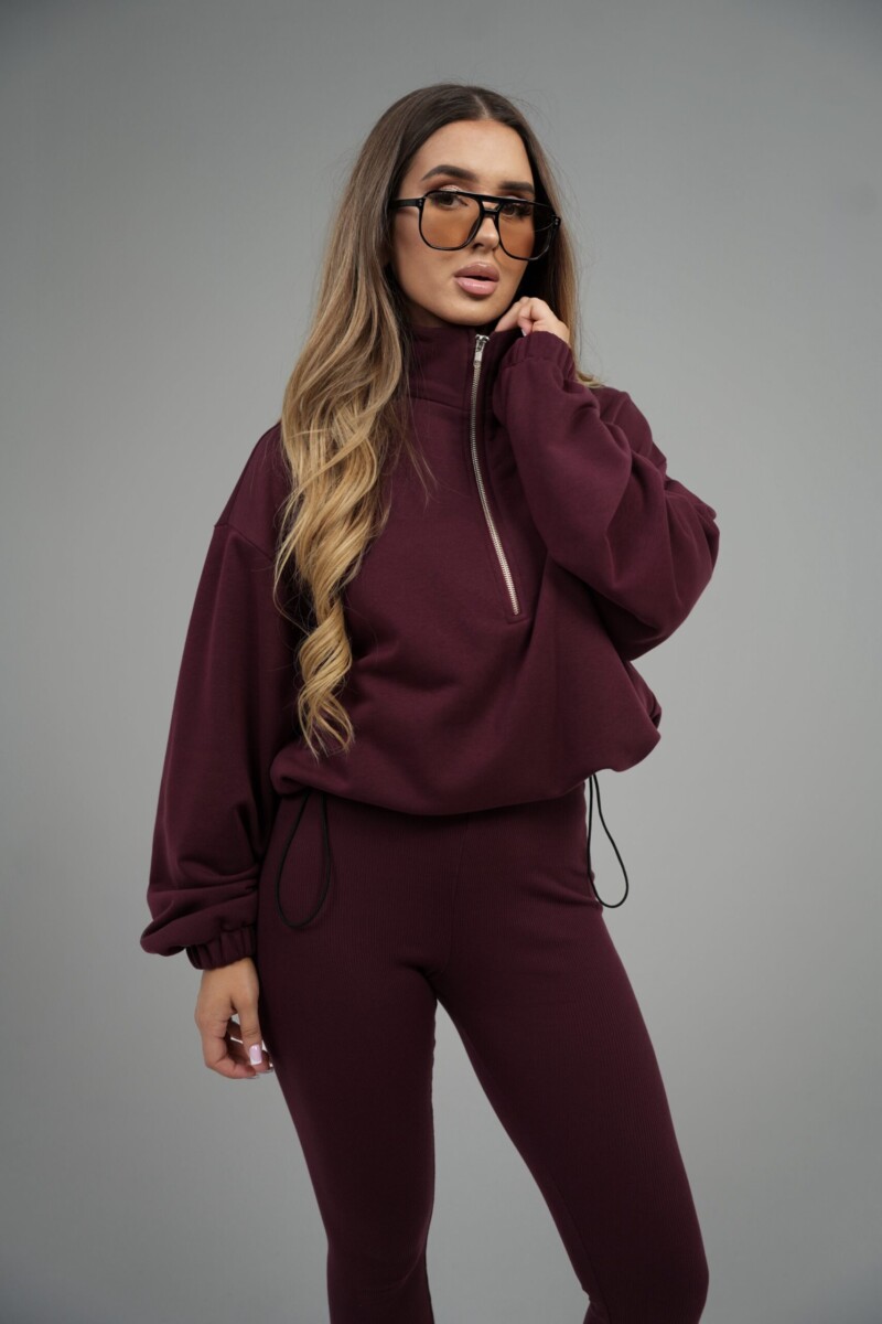 Bluza damska half-zip ze stójką BG PIVOT – bordo