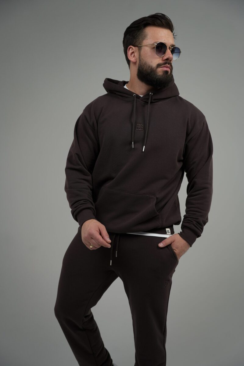 Bluza męska z kapturem BG LAYER – gorzka czekolada