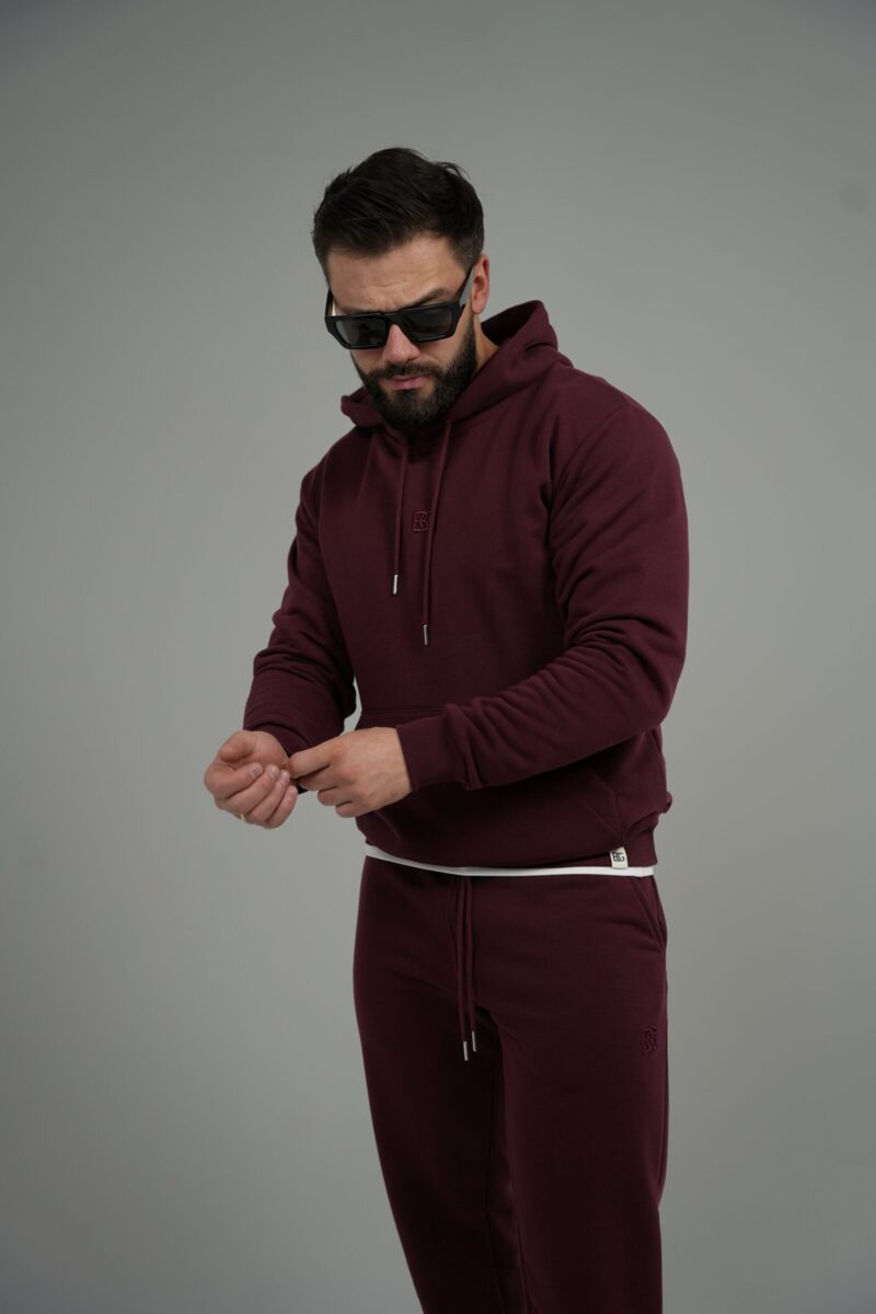 Bluza męska z kapturem BG LAYER – bordo