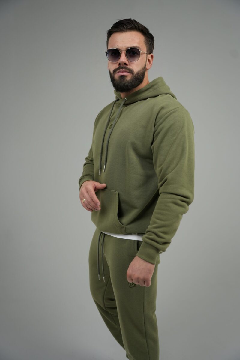 Bluza męska z kapturem BG LAYER – oliwka