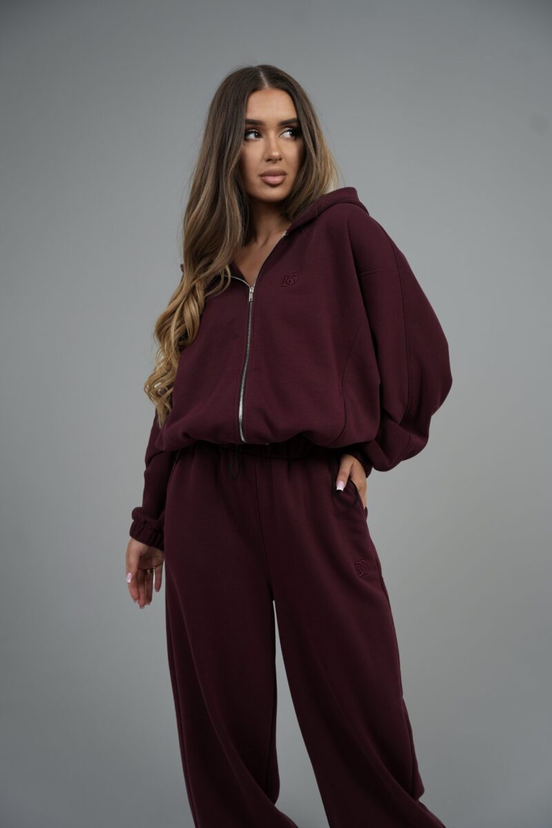 Bluza damska rozpinana z kapturem BG SHELL – bordo