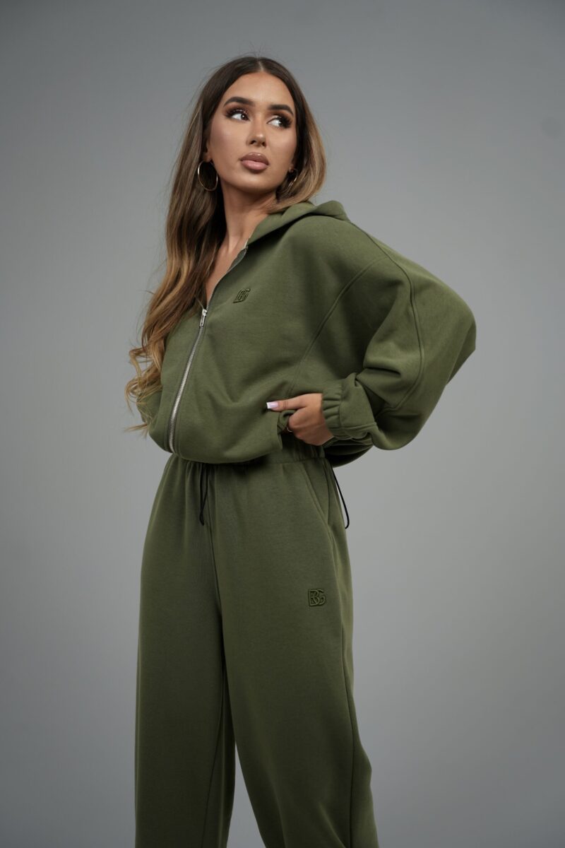 Bluza damska rozpinana z kapturem BG SHELL – oliwka