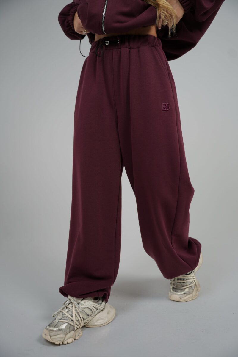 Spodnie dresowe damskie z gumosznurkami BG VOLUME – bordo