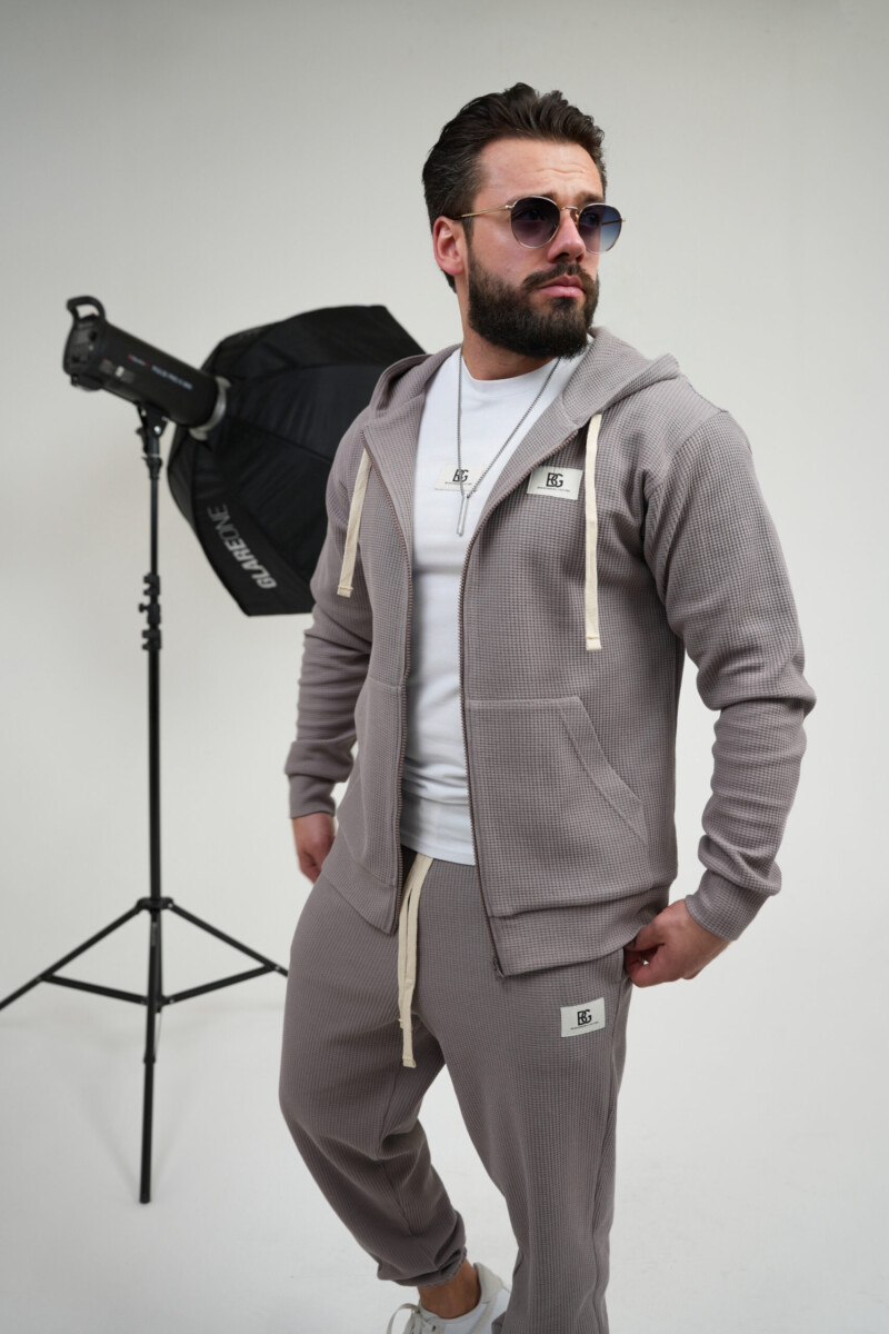 Bluza męska rozpinana z dzianiny waflowej BG ELEMENT – fango