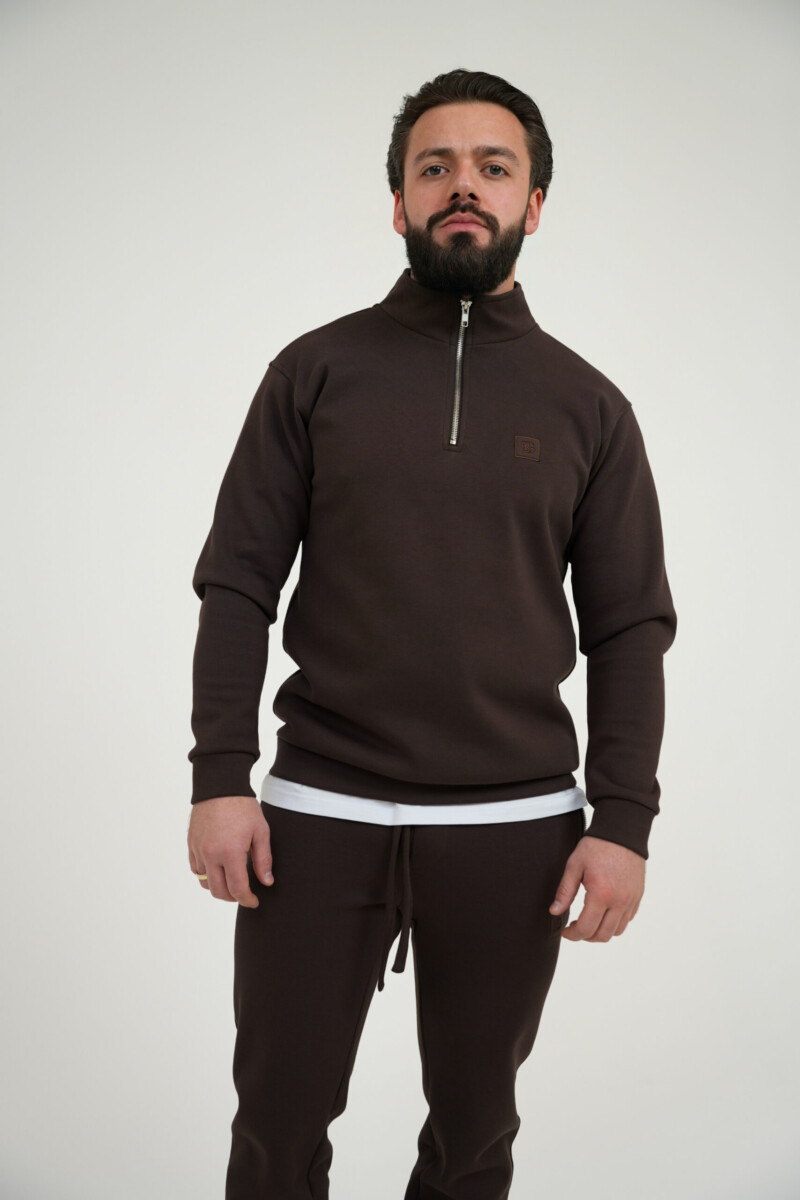 Bluza męska ze stójką BG EDGE – gorzka czekolada