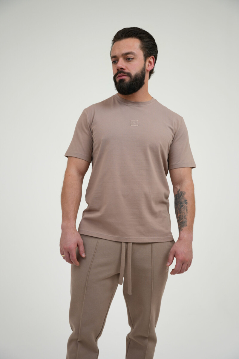 T-shirt męski regular BG MARK – beż