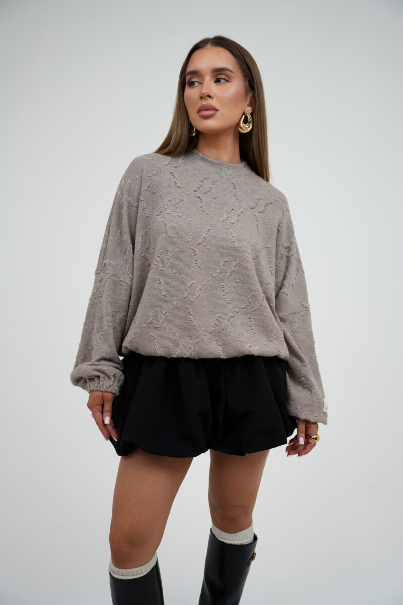 Luźny sweter damski BG SOFT – beż