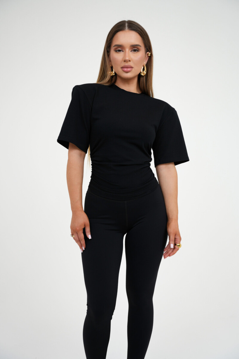 Bluzka damska z drapowaniem BG CINCH – czarny